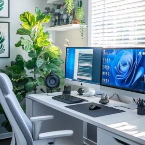 Dual-Monitor Computer Desk